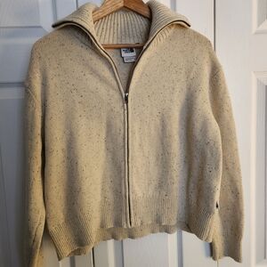 The North Face Women's Speckled Beige Zip-Up Sweater